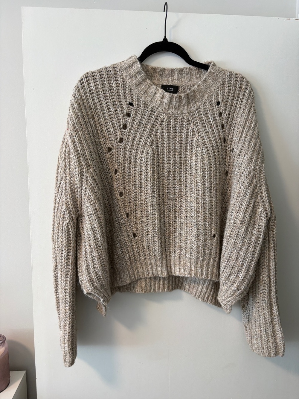 Line Knitwear Oatmeal Ribbed Crewneck Sweater